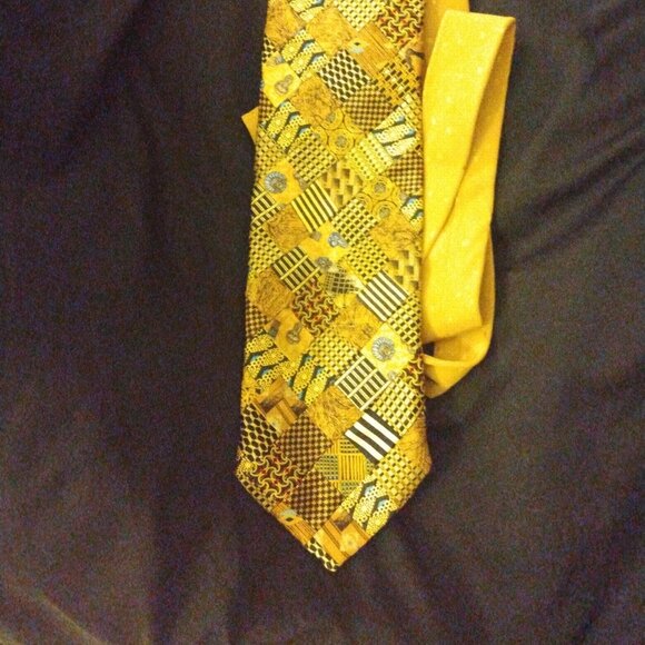 ❤️BRIONI ITALY Patchwork 100% Silk Yellow Luxurious Tie 61x4 - Picture 5 of 11